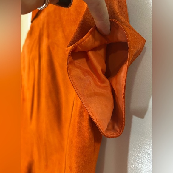 DANIER Leather Orange Suede Button Up Short Sleeve Shirt Sz Small - Picture 10 of 12